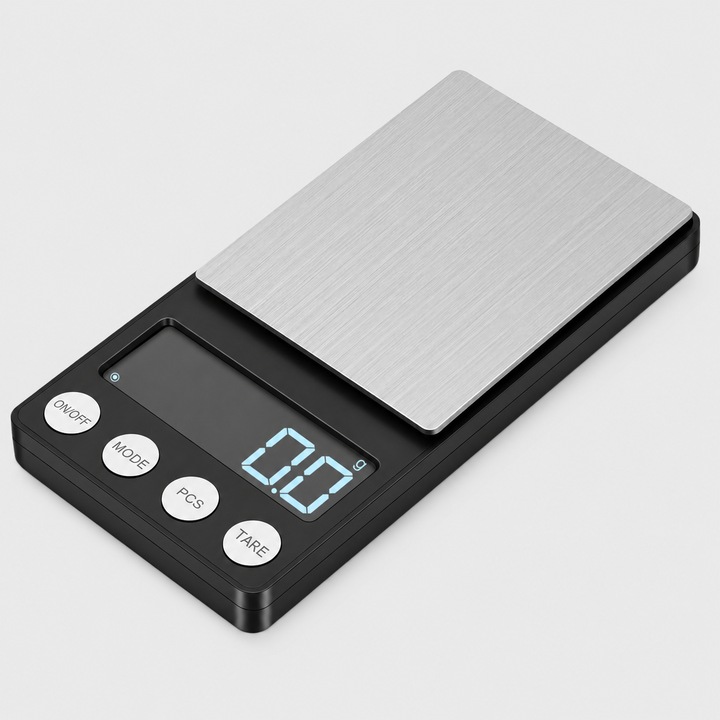 Leccik® digitális zsebmérleg, 0.1g pontosság, 500g maximális kapacitás, hordozható, ékszerekhez, érmékhez, aranyhoz, kávéhoz, g/oz/ct/gn/tl/ozt mértékegységek, megvilágított LCD kijelző, Tára funkció, ezüst színű