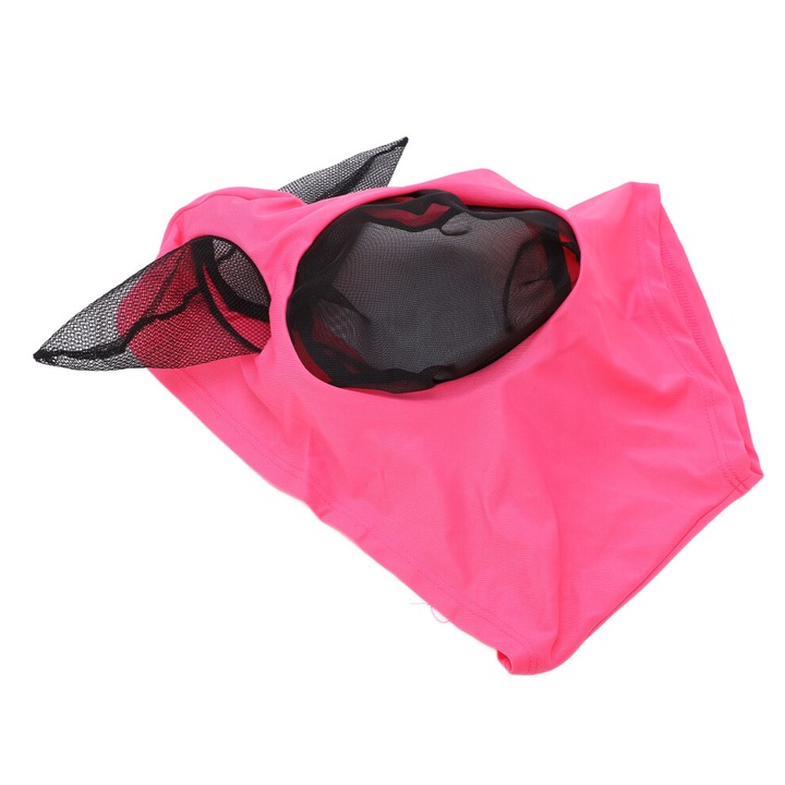 Masca pentru cai, material tricotat moale, plasa fina, roz, marime unica