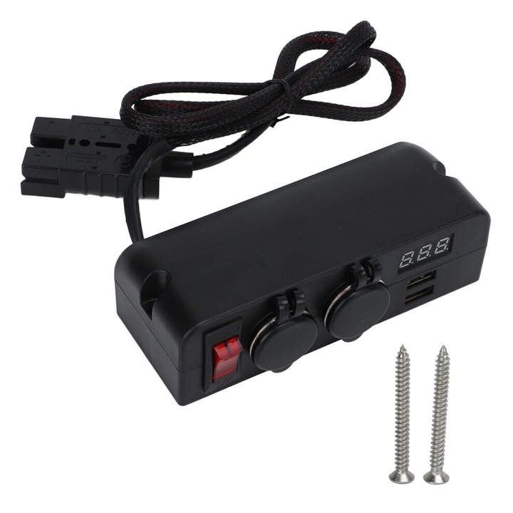Adaptor incarcator auto 2 porturi USB afisaj digital tensiune multicolor 50A600V