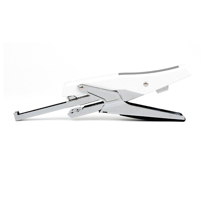 Capsator manual portabil alb 15x5cm din plastic si otel pentru birou si scoala