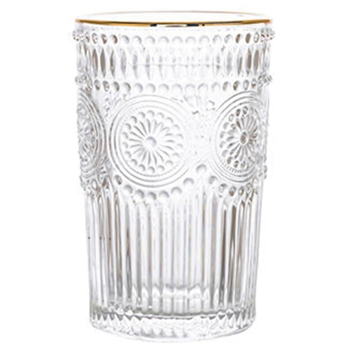 Pohár víz 300ml 350ml, vastag üveg, fehér arany, 14x11x11cm 17x11x11cm