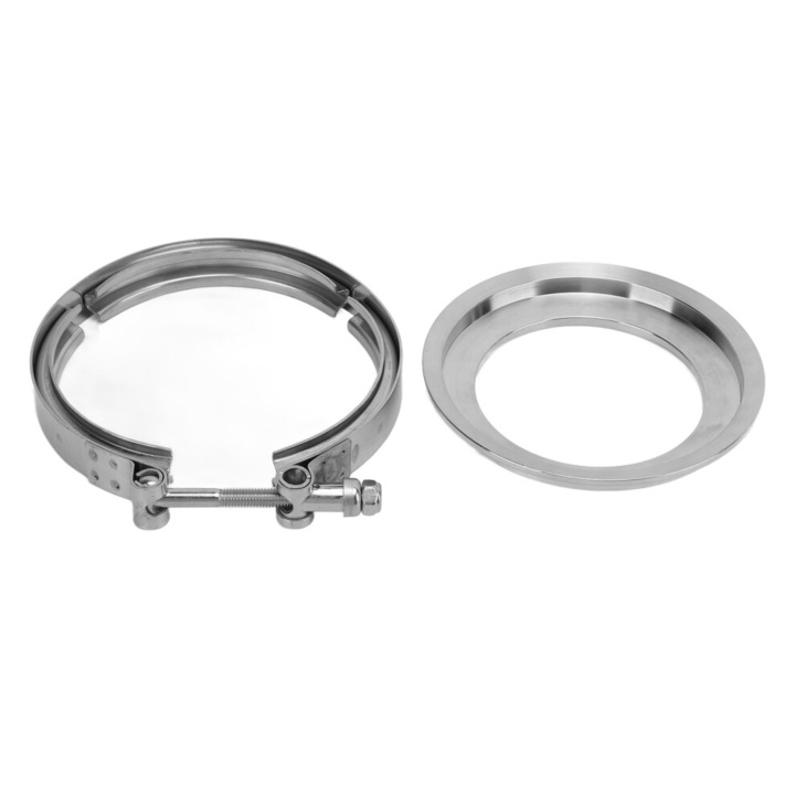 Flansa si clema inox pentru turbo Borg Warner S400 S480 S463 S467 SX-E SX T6, rosu, 146x146mm