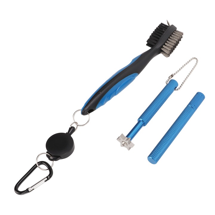 Set curatare crose golf, perie retractabila, albastru, 19x4cm