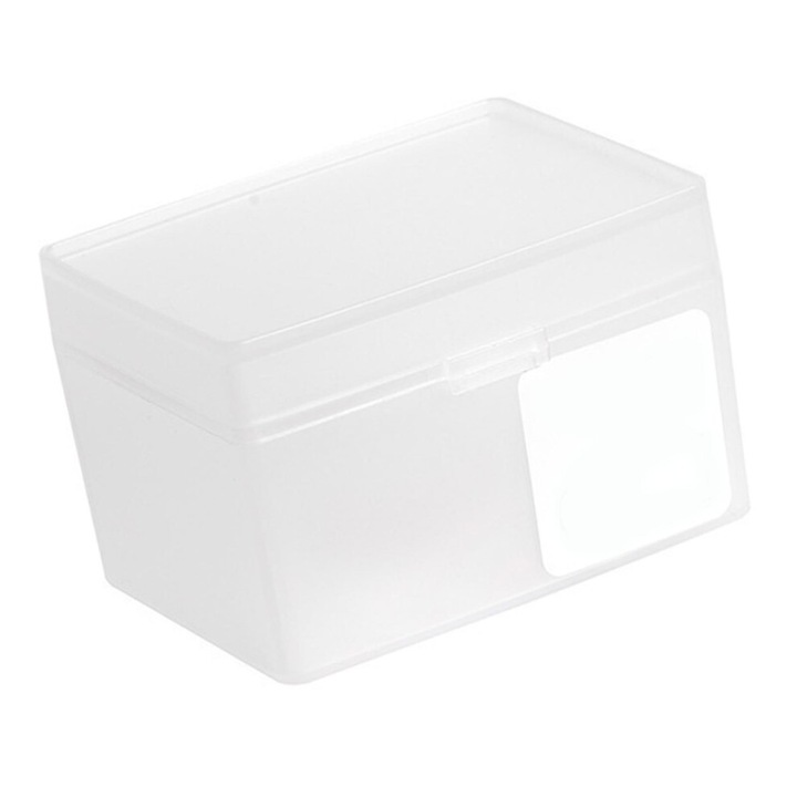 Cutie depozitare plastic transparenta cu capac articulat 15g mica pentru birou
