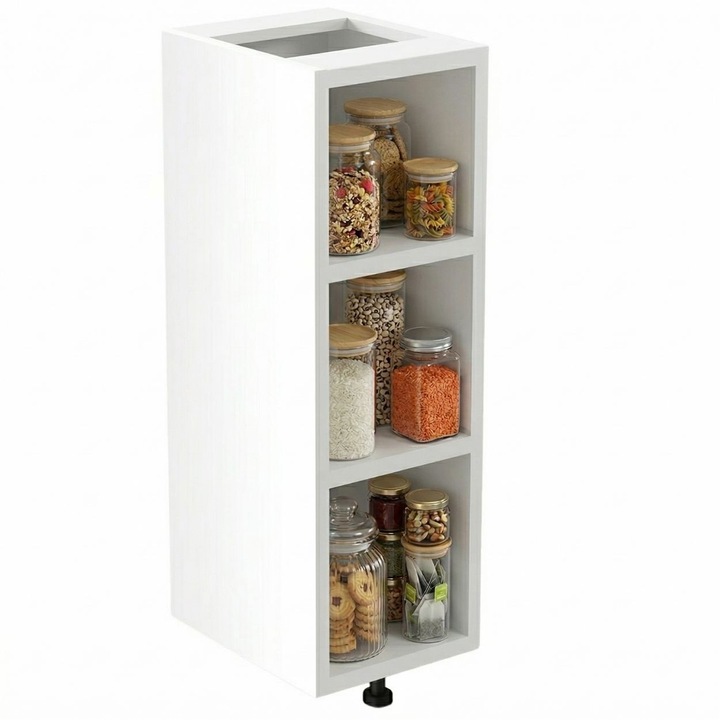 Corp Inferior, Halmar, Model Vento D-25/82 Cu 3 Rafturi, Stil Skandinav Modern, Corp Inalt Si Ingust Pentru Incorporare Bucatarie Sau Baie, Structura Stabila, Maximizeaza Spatiul Disponibil, 25x52x82 cm, Alb