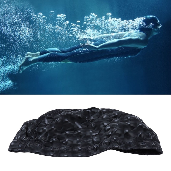 Caciula inot impermeabila neagra, elastica, pentru par lung, 37g