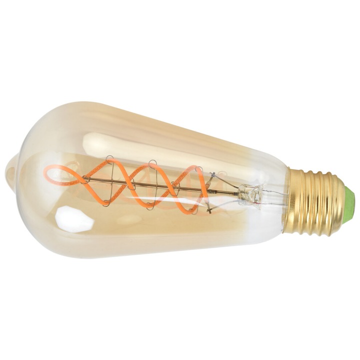 LED vintage izzó 4W, E27, dupla spirál, meleg fehér, 14x6.5x6.5cm