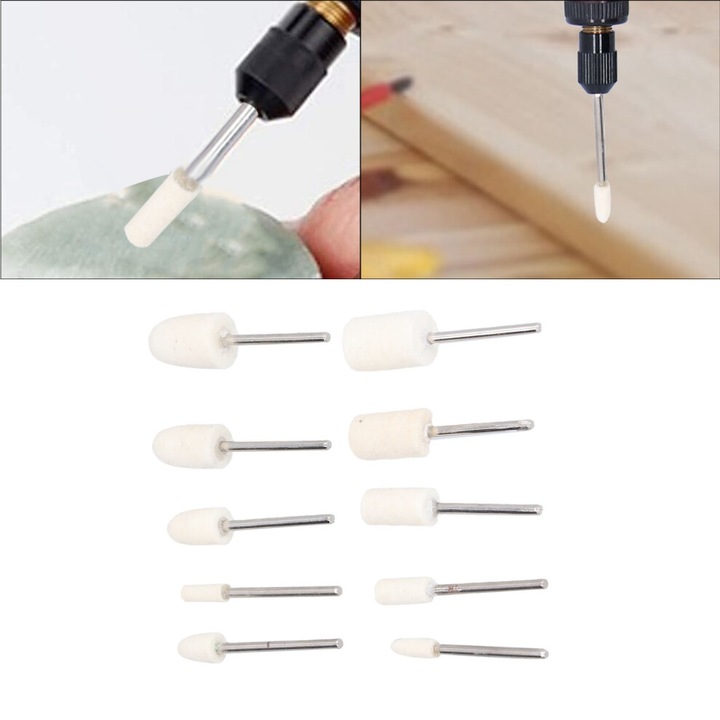 Set 100 capete polizare conice si cilindrice, otel aliat dur, lana, maner 3mm