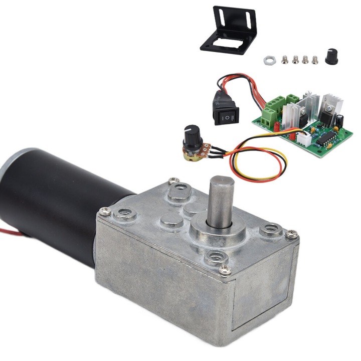 DC motor reduktorral 12V 10RPM, fém, 8mm tengely, ezüst, 15x8x13mm