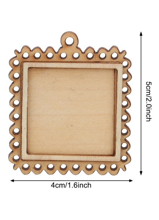 5 db téglalap alakú fa képkeret készlet, 5x4cm, natúr