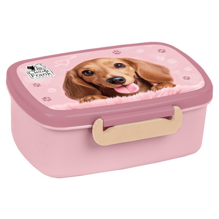 Cleo és Frank kutyás műanyag uzsonnás doboz - Pink Paws (SACF46)