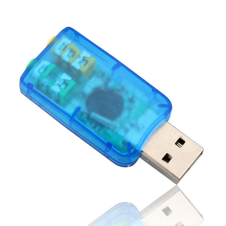 Placa de sunet externa USB 2.0, microfon virtual, sunet 3D 5.1, negru, compacta