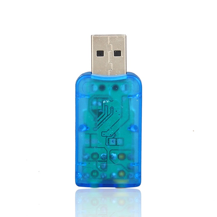 USB 2.0 külső hangkártya, 3D 5.1, kompakt, hordozható, fekete