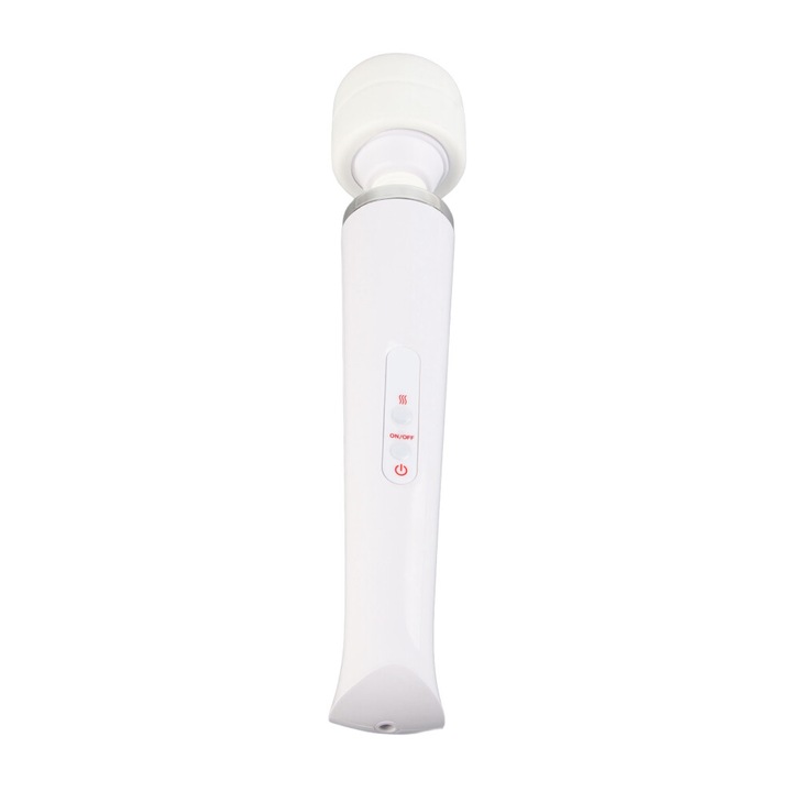 Vibrátor pálcafej, 8 fokozat, 2 sebesség, fehér, 32x5.5cm, újratölthető, hordozható