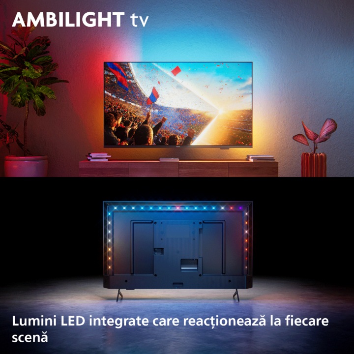 Televizor Philips AMBILIGHT tv LED 43PUS8001, 108 cm, Smart TV, 4K Ultra HD, Clasa F (Model 2026)