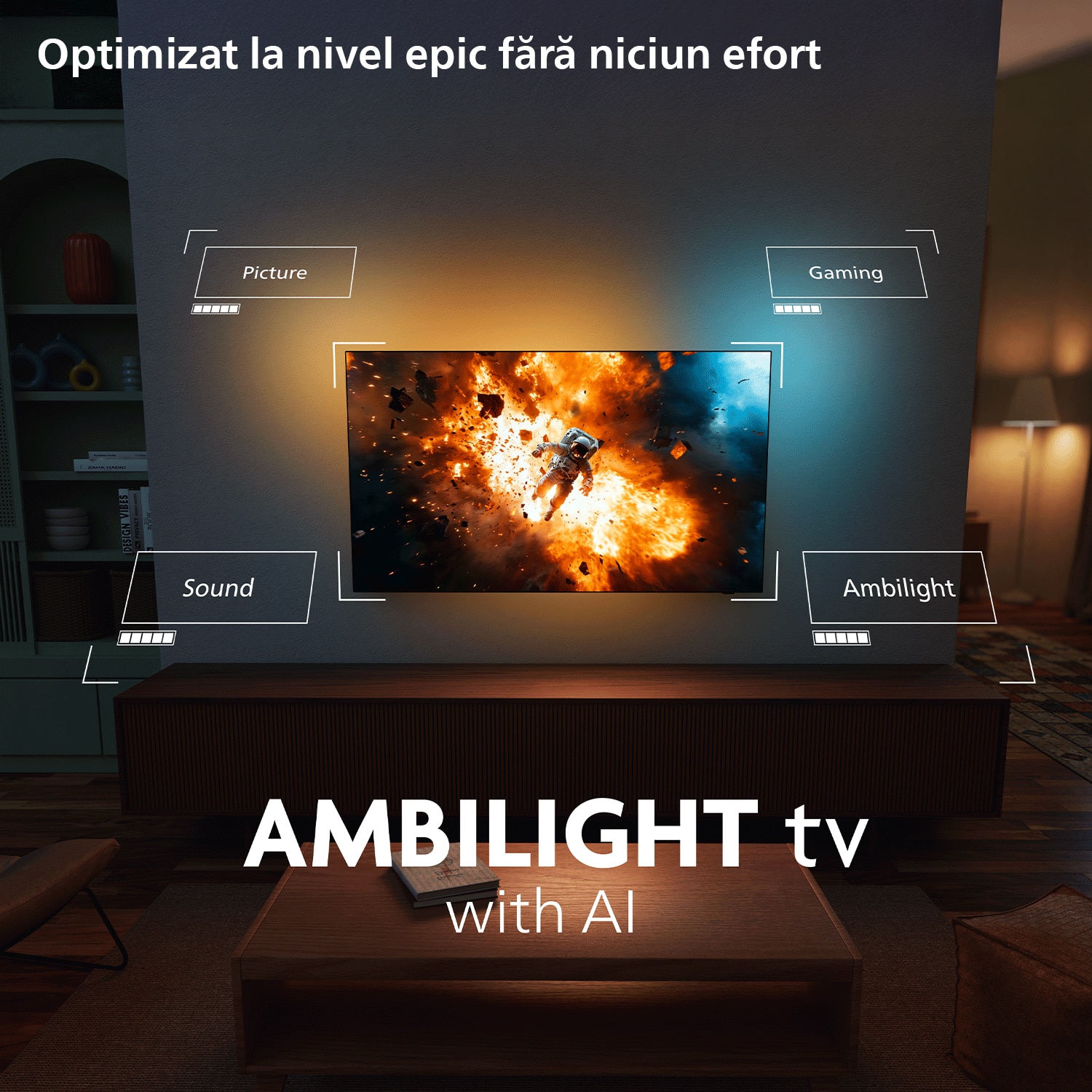 Televizor LED Philips 139 cm 55" 55PUS8001/12, Ultra HD 4K, Ambilight, Smart TV, WiFi, CI+