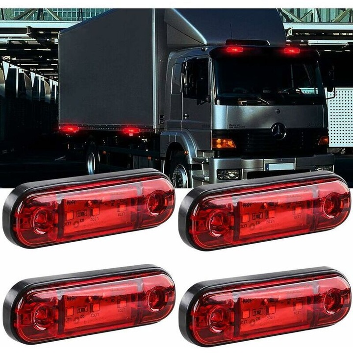 Lampi pozitie laterale LED 4 buc rosu 8.5x3x1.2cm set