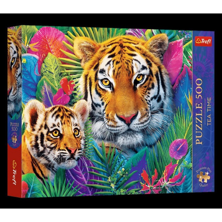 Trefl 500 db-os Premium Plus puzzle - Tea Time - Tigrisek a dzsungelben (37625)