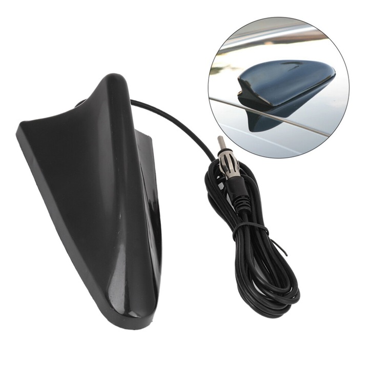 Antena auto rechin, universal, ABS, negru, 12V