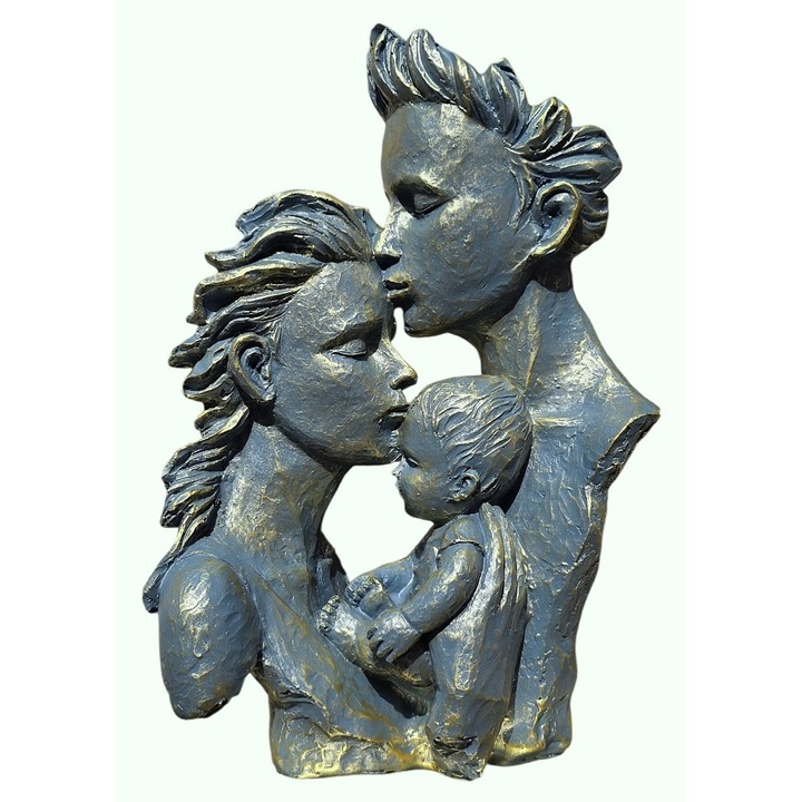 Statuie eleganta decorativa familie cu copil, Rasina, 30x18x12 CM