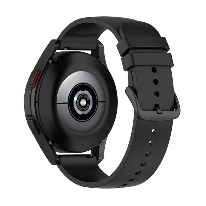 Szilikon szíj Huawei Watch GT2 / GT3 42mm, Samsung Galaxy Watch 4 / 5 / 6 / 7 / FE, Garmin Forerunner 165 / 245 / 55 / 645, Venu / SQ, Vivoactive 3 / 5 / Music, Amazfit Bip, GTR 42mm, GTS 2 / 3 / 4 / Mini, BEST ACCESSORIES, 20mm, fekete