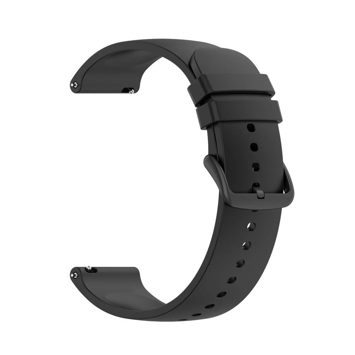 Szilikon szíj Huawei Watch GT2 / GT3 42mm, Samsung Galaxy Watch 4 / 5 / 6 / 7 / FE, Garmin Forerunner 165 / 245 / 55 / 645, Venu / SQ, Vivoactive 3 / 5 / Music, Amazfit Bip, GTR 42mm, GTS 2 / 3 / 4 / Mini, BEST ACCESSORIES, 20mm, fekete