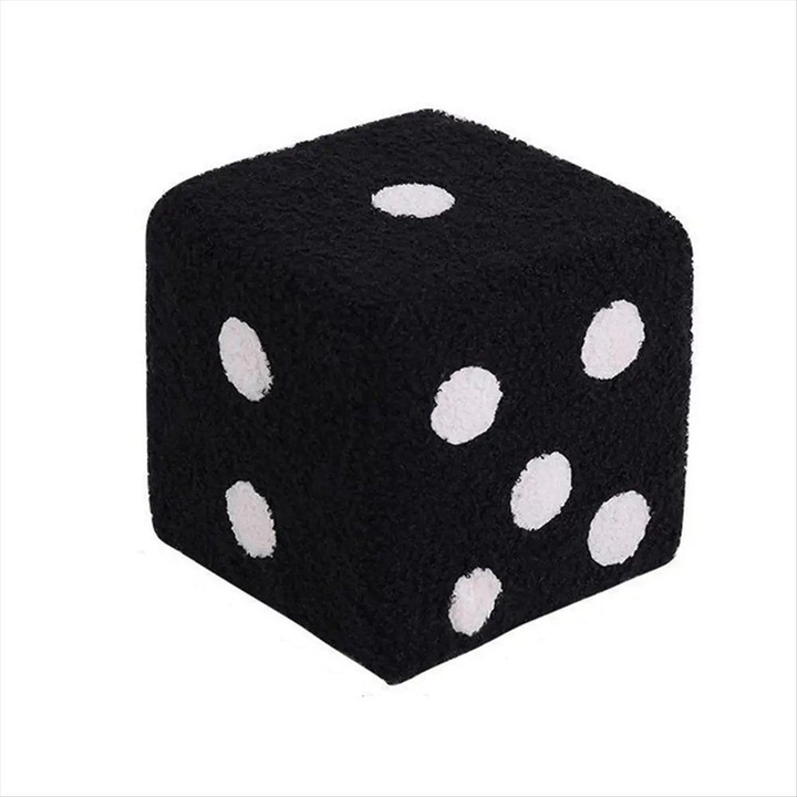 Fekete kocka puff, fa és bársony, 20x20x20cm