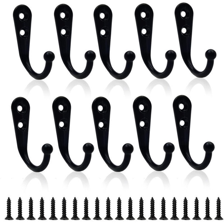 Set 10 cuiere metalice negre rustice 10x3cm