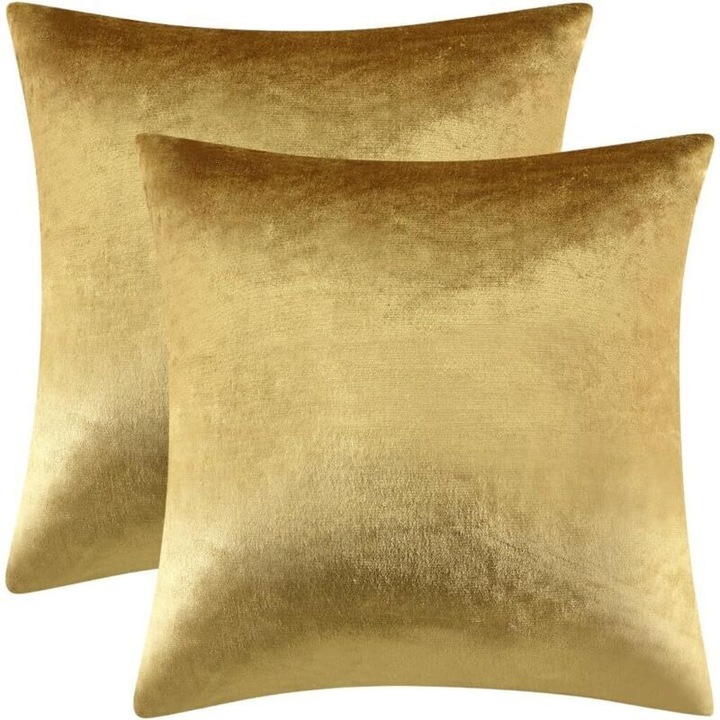 Set 2 huse perne decorative catifea aurie 45x45cm