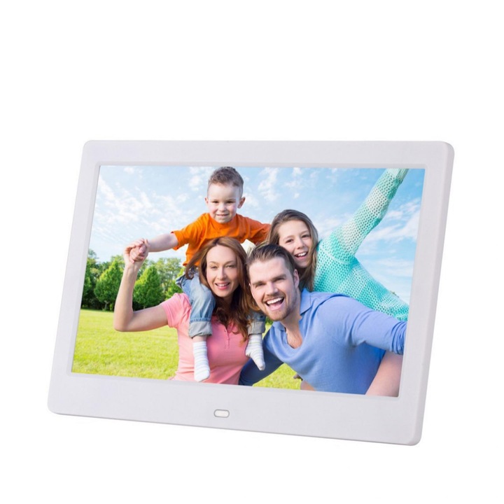 Digitális képkeret, Bytelike, 10.1 hüvelykes HD, elektronikus, 1024x600, SD/USB, videó, zene, ébresztőóra, falra/asztalra szerelhető, Fehér
