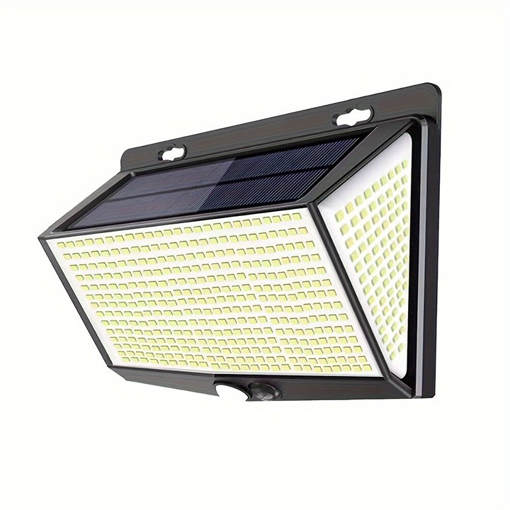 Lampa solara garaj, senzor miscare, rezistenta la apa, alba, 468 LED-uri