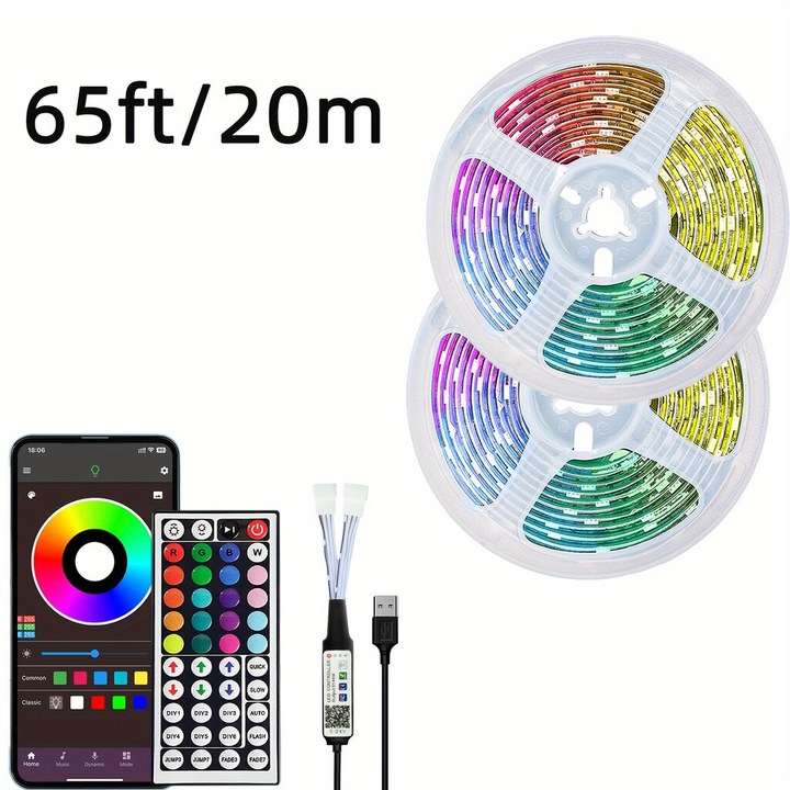 Set banda LED 20m cu telecomanda multicolor