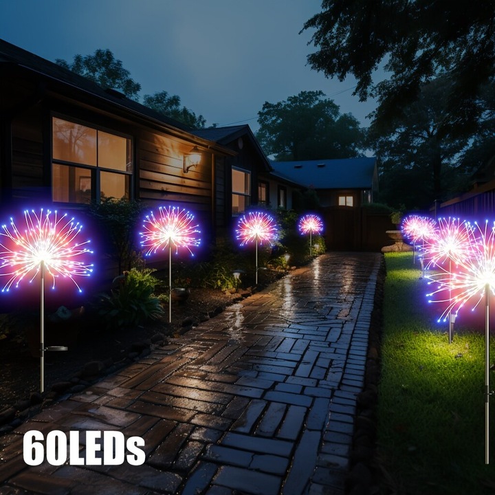 Lampa solara de gradina flacara decorativa multicolora, 30x15cm