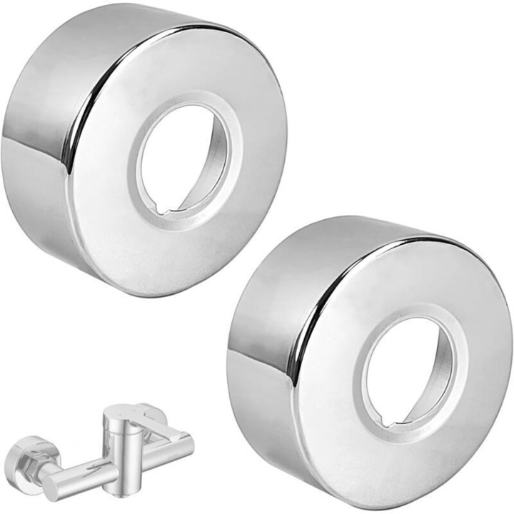 Csaprozetta / csőfedél 66x25x30 mm, vastagított rozsdamentes acél, rozsdamentes, 6 pontos belső átmérővel, ezüst, 2 darabos készlet