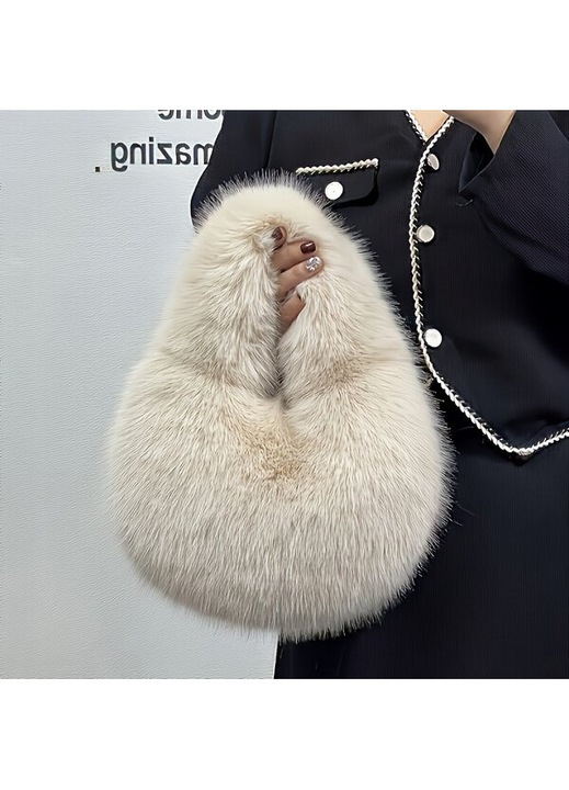 Szürke műszőrme clutch női táska 25x15cm