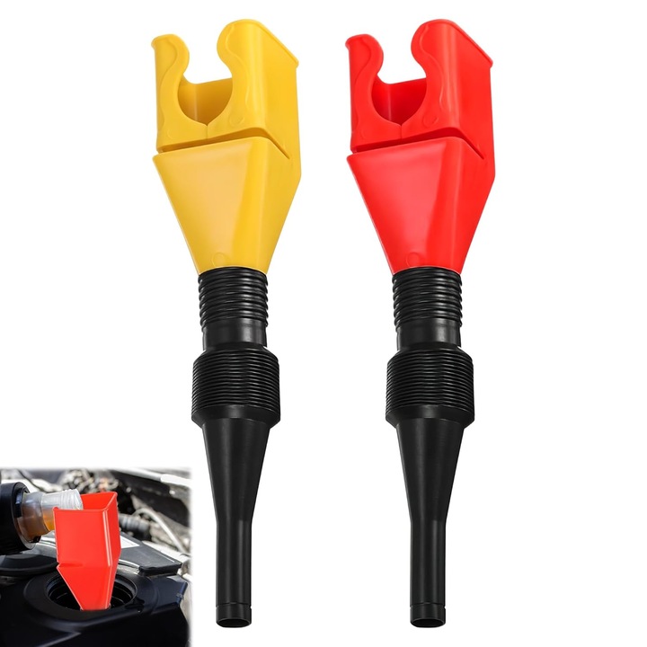 Set de 2 palnii de combustibil, palnii de benzina pliabile si flexibile, palnii de ulei de motor din plastic cu gat lung, instrument de drenaj pentru motociclete si masini, lichid de racire