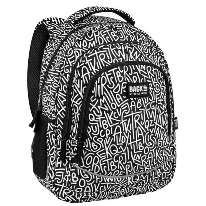 BackUp iskolatáska, hátizsák - 3 rekeszes - Black Urban Style (PLB8X12)
