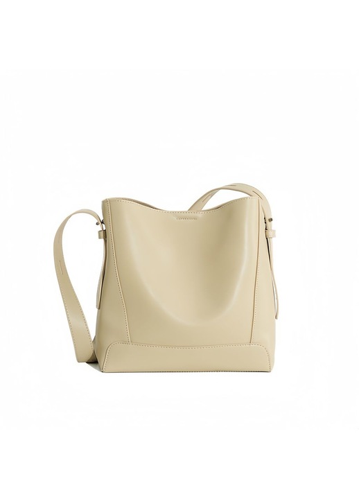 Női táska, valódi bőr, bucket típusú, minimalista, válltáska, crossbody