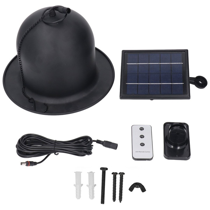 Lampa solara pentru magazie, design clasic, telecomanda, IP65, alb cald, 16.4FT cablu