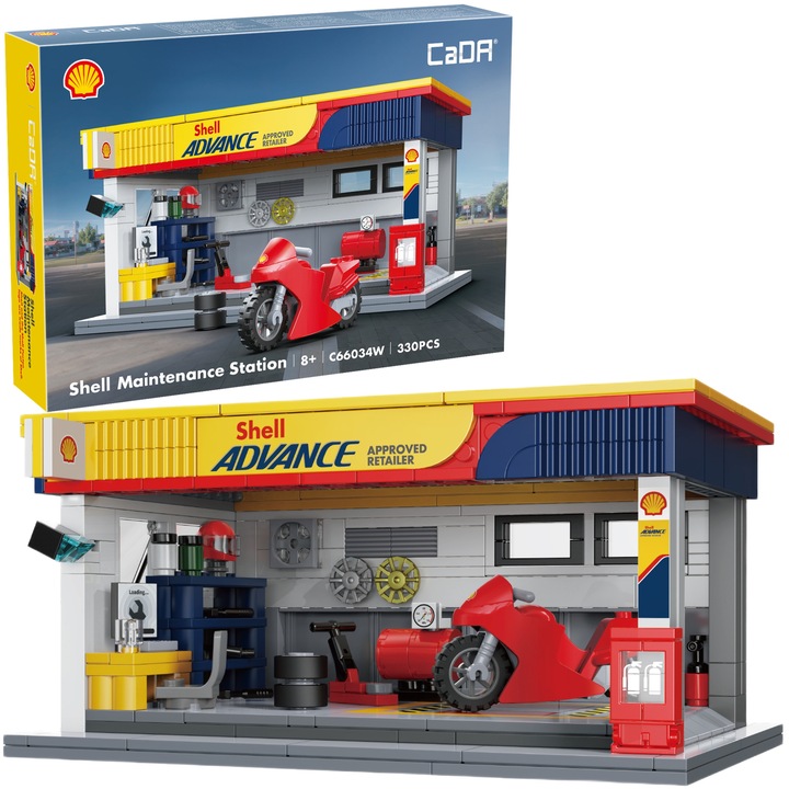 Építőkockák kád – Shell szervizállomás építése, 330 darab, C66034W