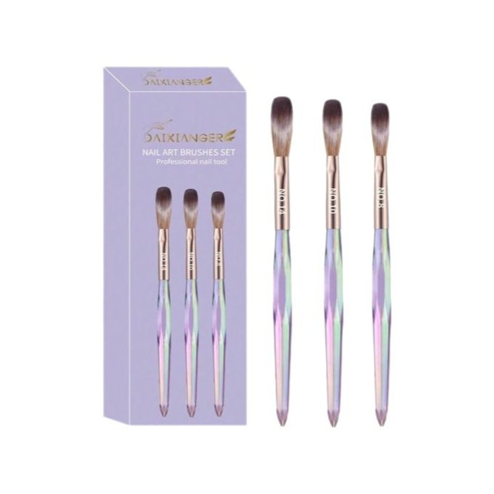 Set pensule pentru unghii, aplicare acrilica, sculptura 3D, alb