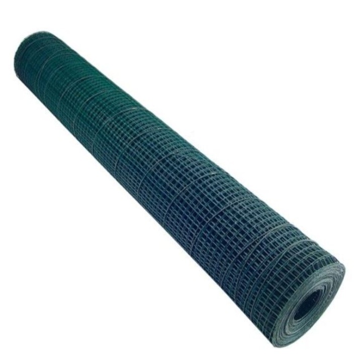 Plasa Sarma Sudata Plastifiata, latime1, 2M x Lungime rola12M, Ochi 10x10mm, g:1mm, 10kg