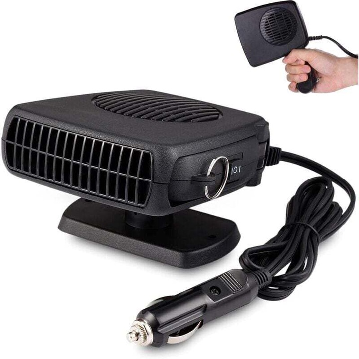 Incalzitor auto 12V 150W, rotativ 360°, portabil, negru