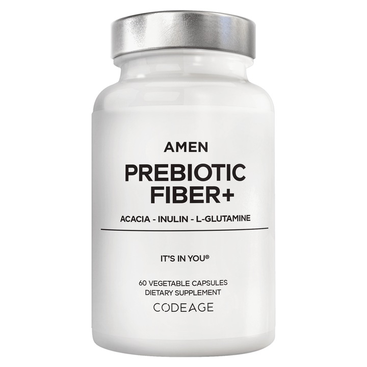 CodeAge Amen prebiotic fiber+, Fibre prebiotice premium pentru echilibru digestiv, 60 cps