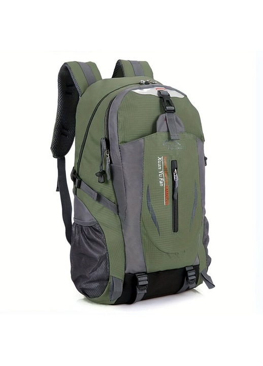 Nylon túrahátizsák, katonai zöld, esőhuzattal, 20L