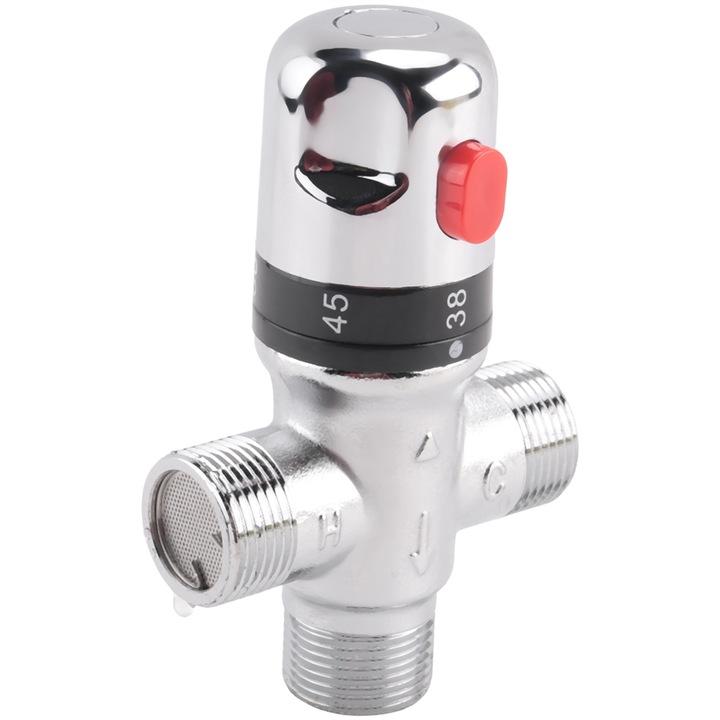 Réz keverő termosztatikus szelep 3 utas 3/4 hüvelyk ezüst 120mm