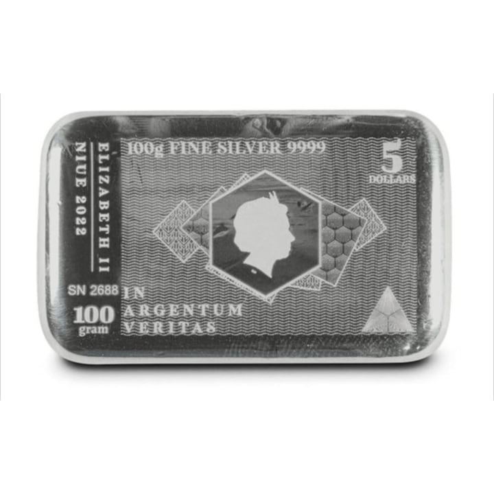 Lingou Argint 999.9‰, SilverNote Regina Elisabeta II, 100 g, 44 mm