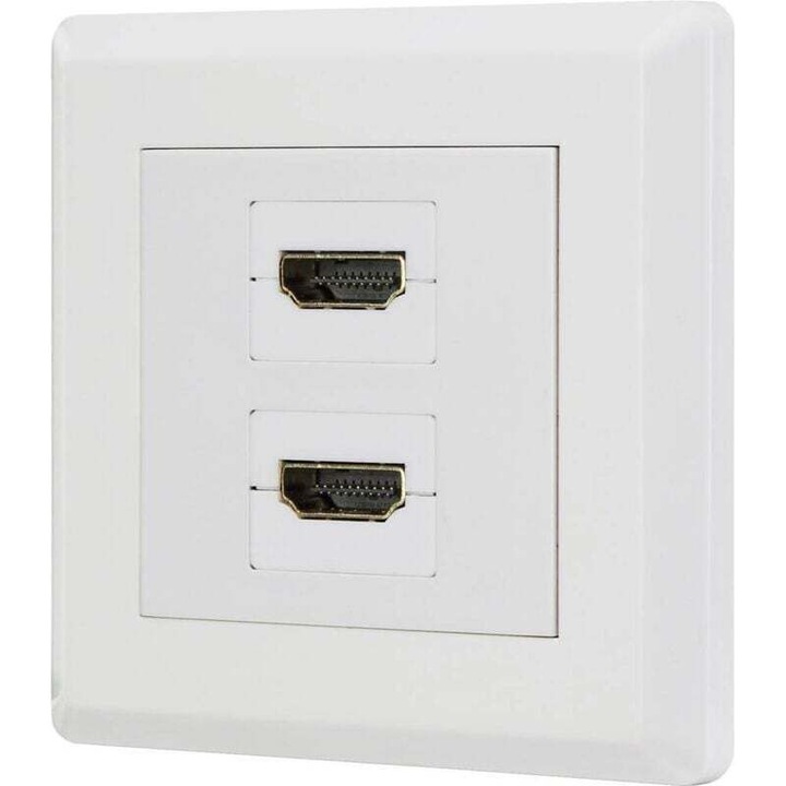 Adaptor HDMI dublu alb 4K 18Gbps 50x50mm