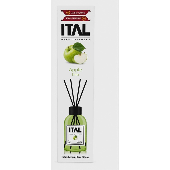 Odorizant de camera cu betisoare parfumate ITAL Green Apple, 100 ml