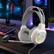Слушалки Gaming, с дизайн над ухото, с подплатени възглавнички, 40 мм говорители и микрофон с шумопотискане, удобни слушалки за игри, съвместими с PC, PS5, Xbox Series X/S и Switch, с RGB осветление, Бели